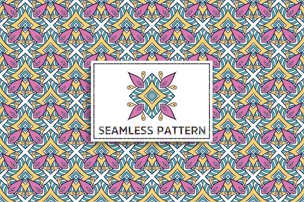 Seamless pattern with ethnic mandala ornament