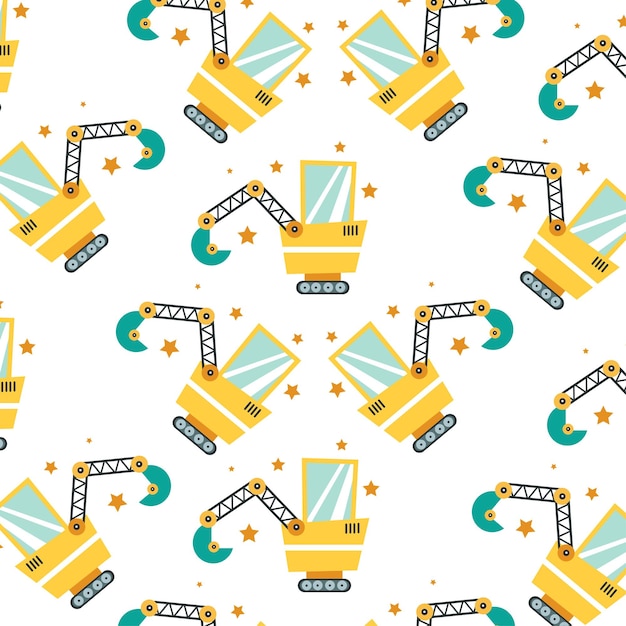 Seamless pattern with excavator perfect for wrapping paper