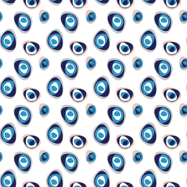 Seamless pattern with eye and beads