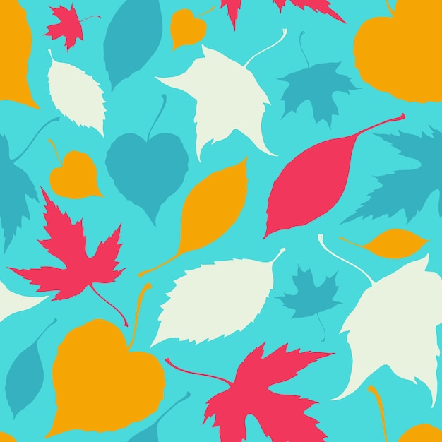 Seamless pattern with falling leaves Autumn background