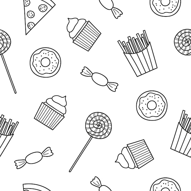 Seamless pattern with fast food