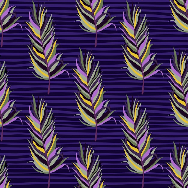 Seamless pattern with feathers Abstract tropical palm leaves