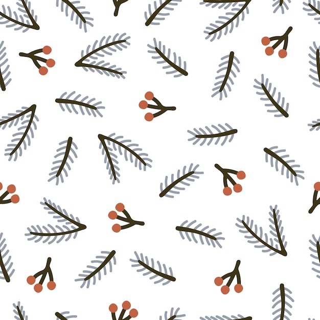 seamless pattern with fir branches, twig