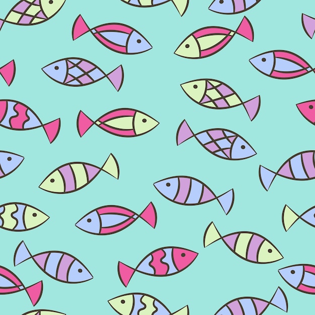 Seamless pattern with floating fish