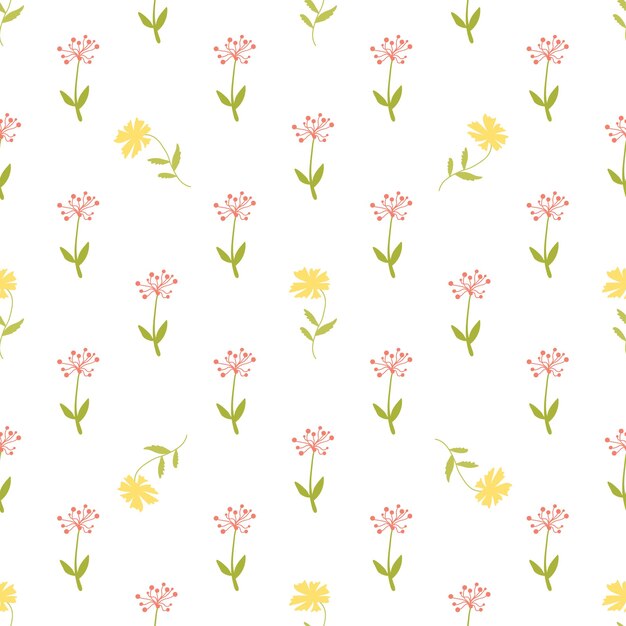 Seamless pattern with floral and herbal elements Decorative texture for wallpaper textile stationery scrapbook web wrapping paper