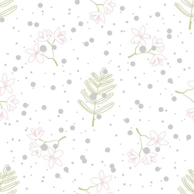 Seamless pattern with floral and herbal elements Decorative texture for wallpaper textile stationery scrapbook web wrapping paper