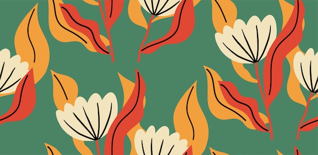 Seamless pattern with a flower in vibrant color.