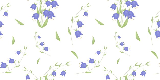 Vector seamless pattern with flowers bells flowers on transparent background blue flowers vector