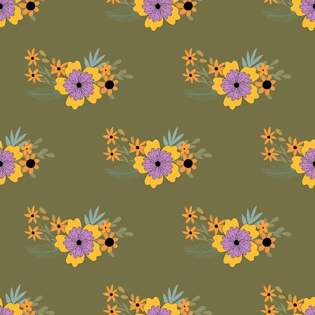 Seamless pattern with flowers. Bouquet, flowers, leaves.