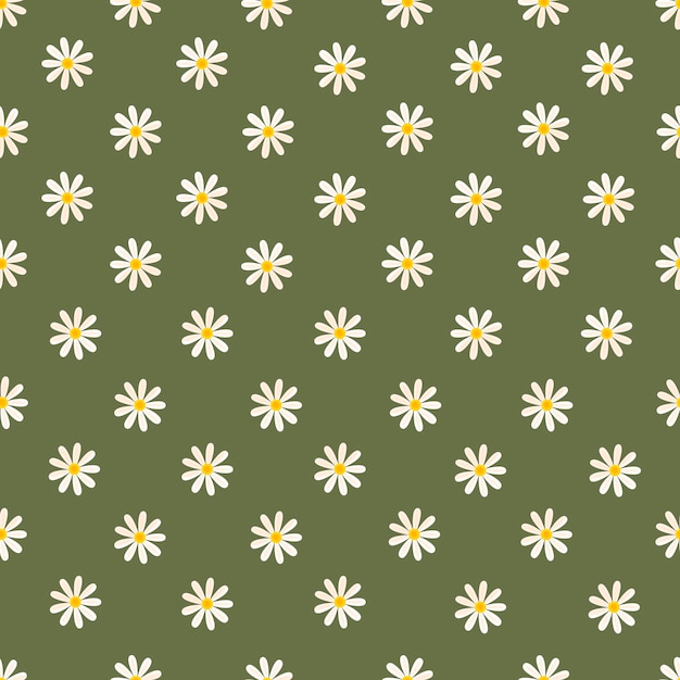 Seamless pattern with flowers on a green background