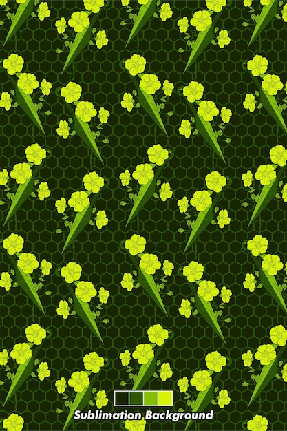 Vector seamless pattern with flowers on a hexagon background