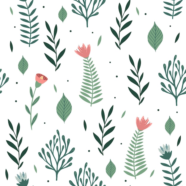 Seamless pattern with flowers and leaves Creative floral texture Great for fabric textile Vector Illustration