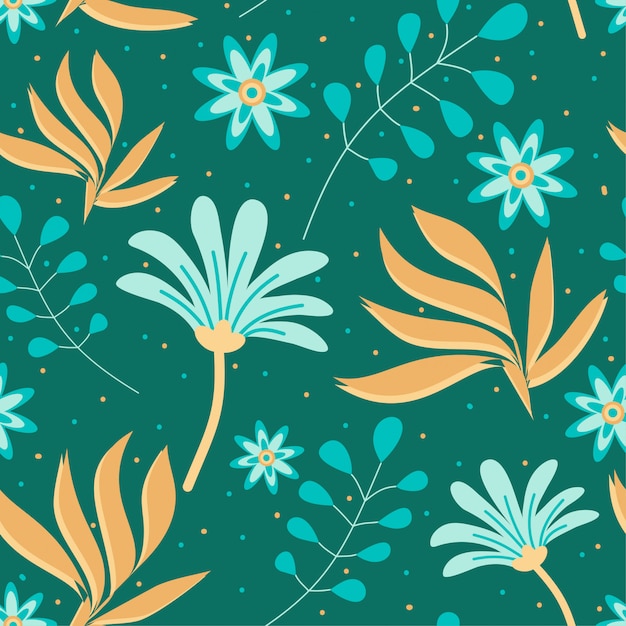 Seamless pattern with flowers and leaves