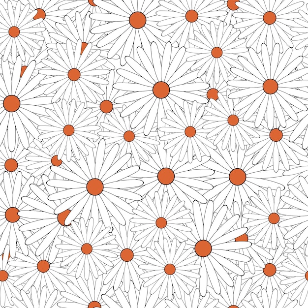 Seamless pattern with flowers. Retro pattern in 70s style. Vector.