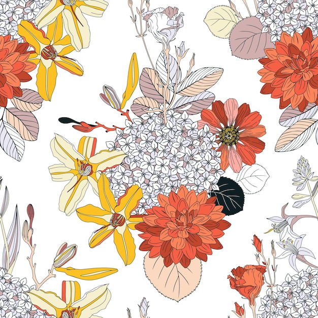 Seamless pattern with flowers.