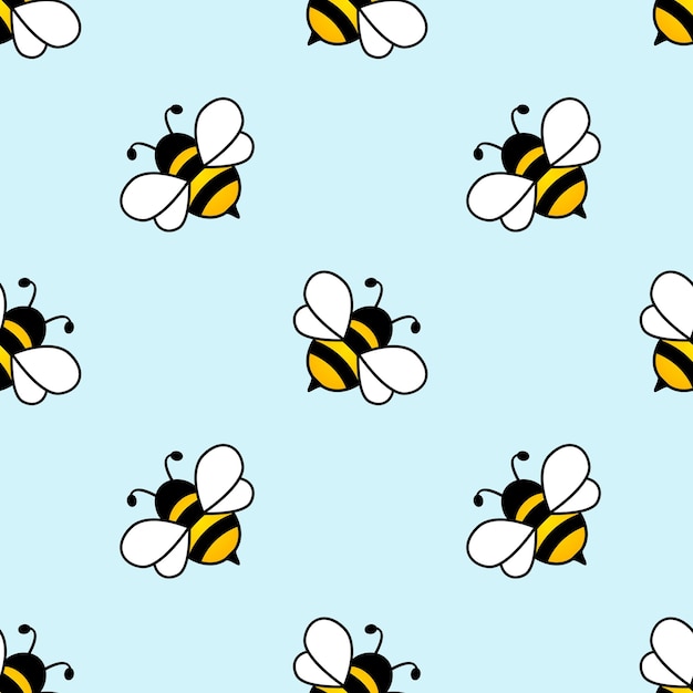 Seamless Pattern with flying bees.