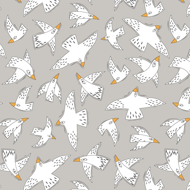 Seamless pattern with flying birds vector