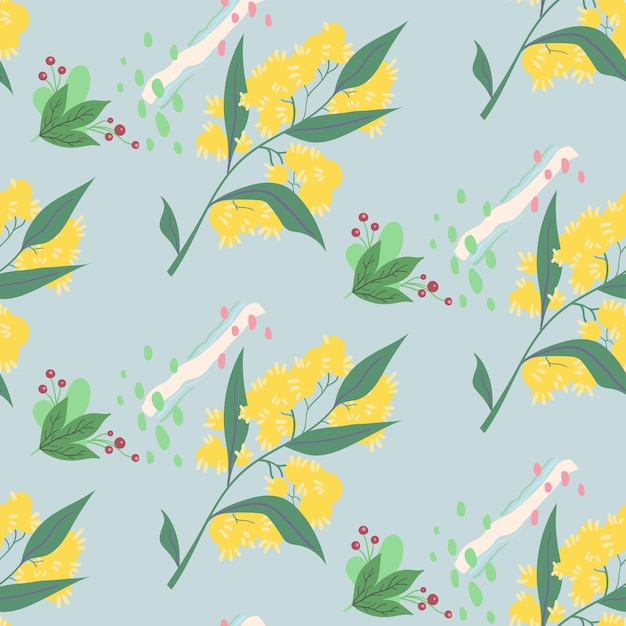 Seamless pattern with forest plant elements