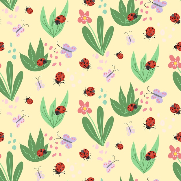 Seamless pattern with forest plant elements