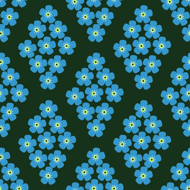 Seamless pattern with forgetmein the form of rhombus 2