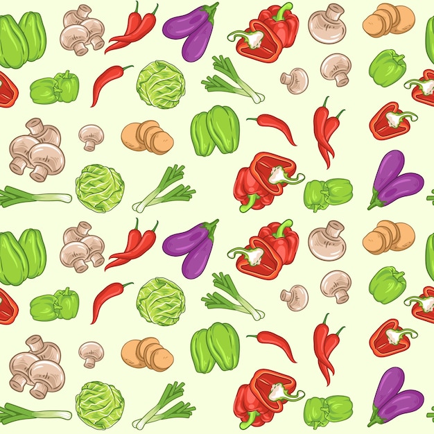 Seamless pattern with fresh vegetables. Organic food. Gardening or farming concept