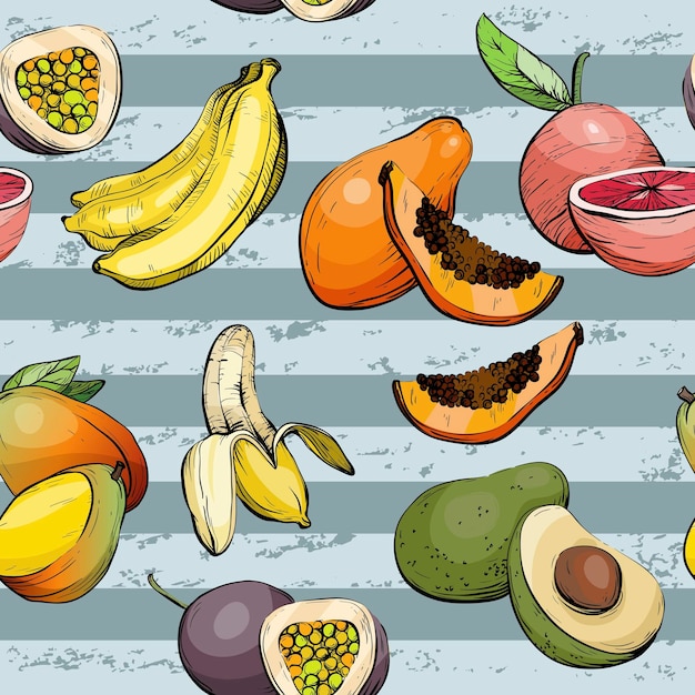 Seamless pattern with fruit