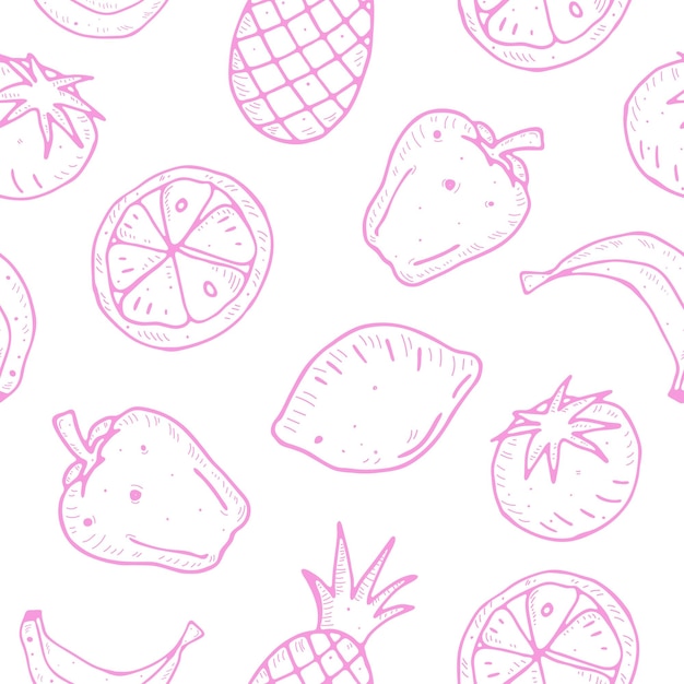 seamless pattern with fruits and vegetables