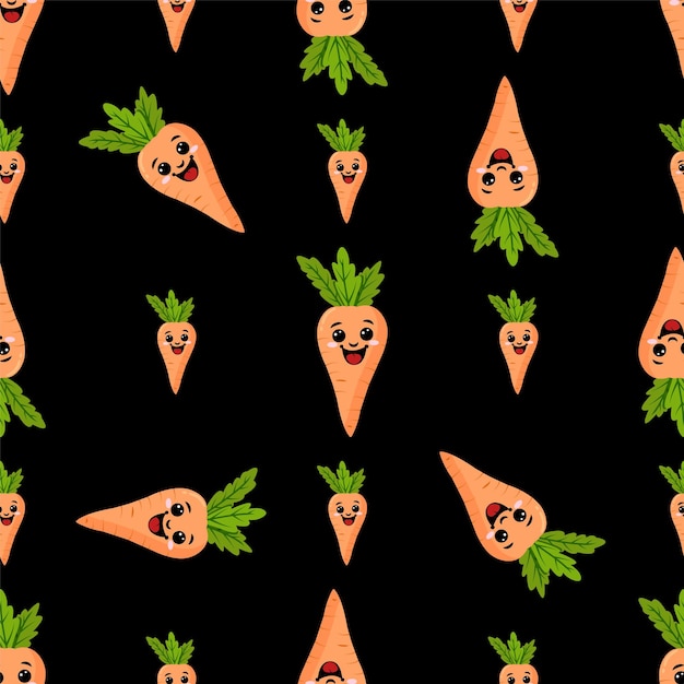 A seamless pattern with a funny carrot Funny carrots in a seamless Designblack background