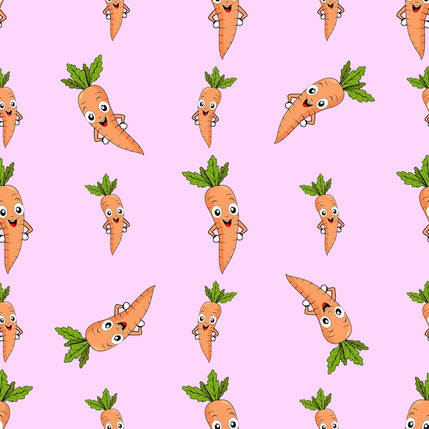 A seamless pattern with a funny carrot Funny carrots in a seamless Designpink background