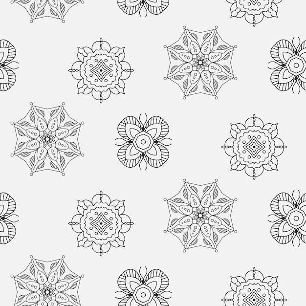 Seamless pattern with geometric and floral ornaments