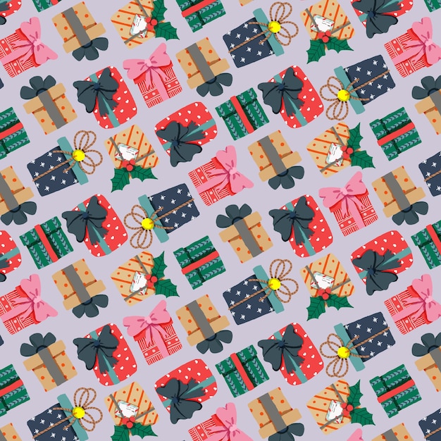 seamless pattern with Gift box christmas