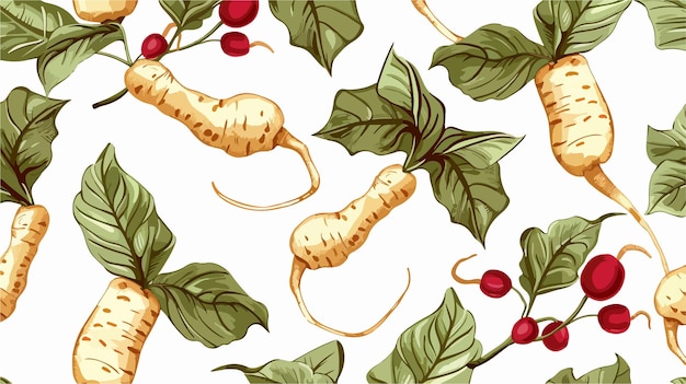 Vector seamless pattern with ginseng root