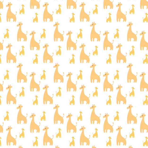 Seamless pattern with giraffes on a white background.