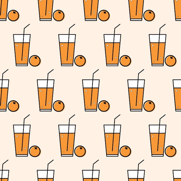 A seamless pattern with a glass of orange juice