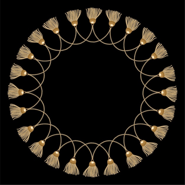 Seamless pattern with gold chains rope tassels