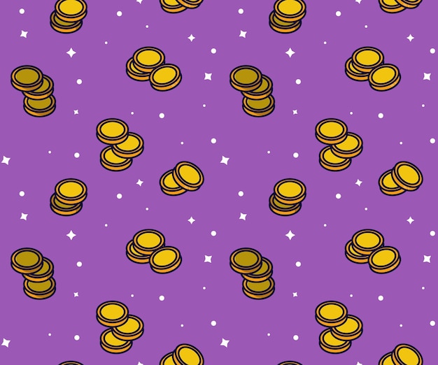 seamless pattern with gold coins Money on the background Vector illustration