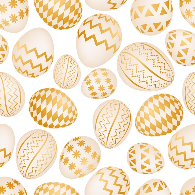 Seamless pattern with golden Easter eggs Vector illustration