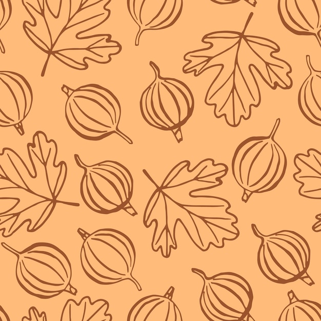 Seamless pattern with gooseberry Hand drawn illustration converted to vector