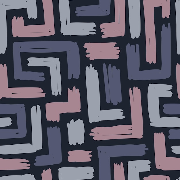 SEAMLESS PATTERN WITH GRAY AND PINK STROKES ON A DARK BLUE BACKGROUND IN VECTOR