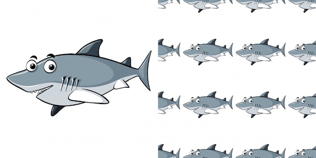 seamless pattern with gray shark