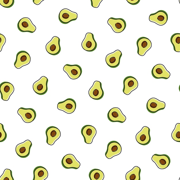 Seamless pattern with green avocados