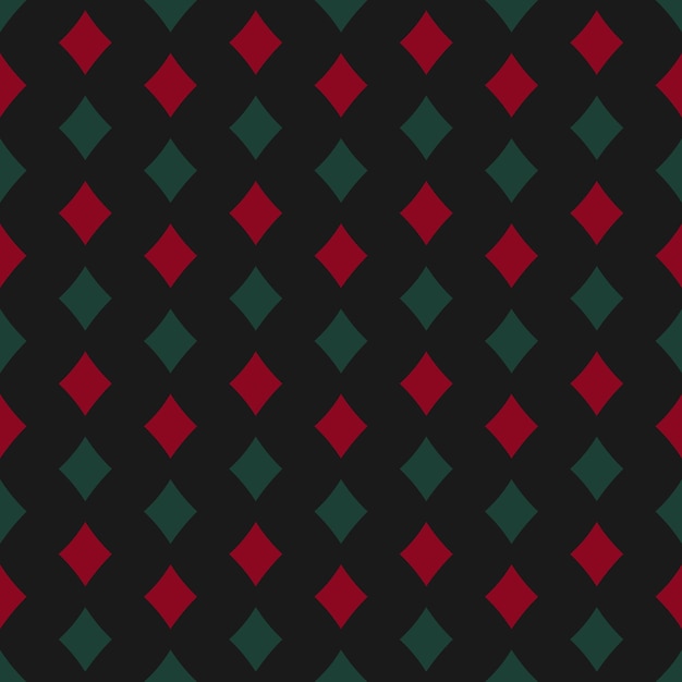 Seamless pattern with green and burgundy rhombuses