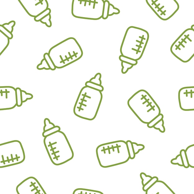 Seamless pattern with green green baby bottles