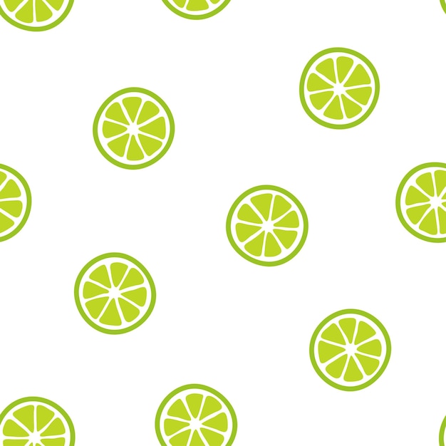 Seamless pattern with green lime slices