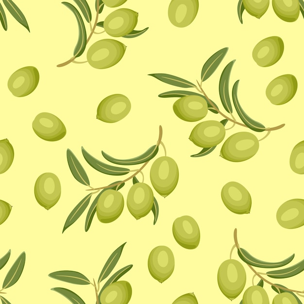 Seamless pattern with green olives.