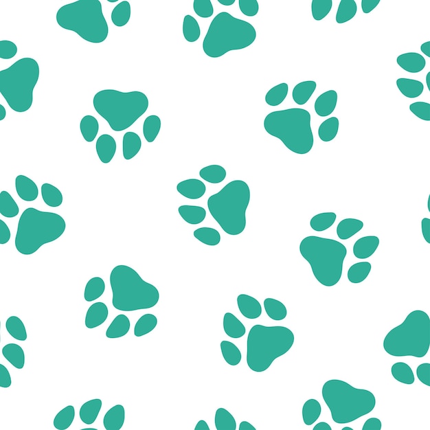 Seamless pattern with green paws