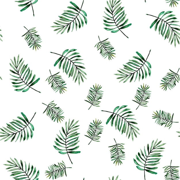 Seamless pattern with green tropical leaves