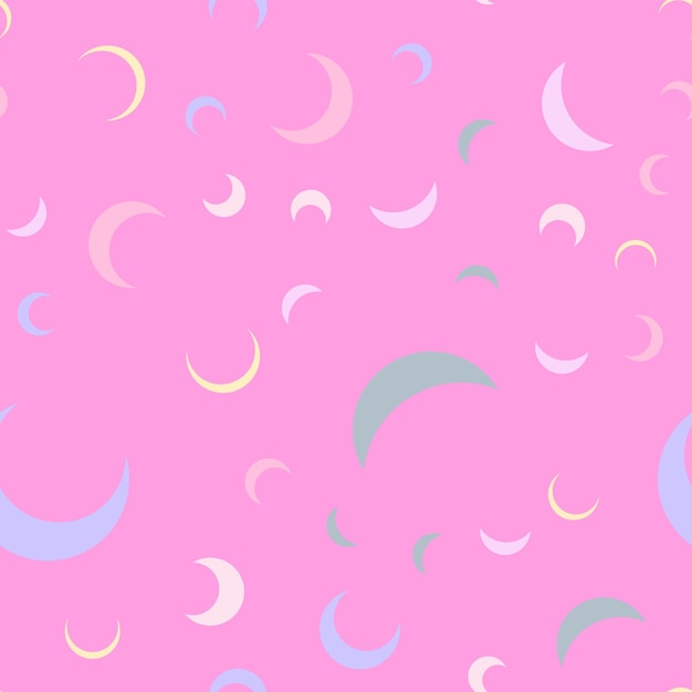 Seamless pattern with half moon crescents on pastel color background