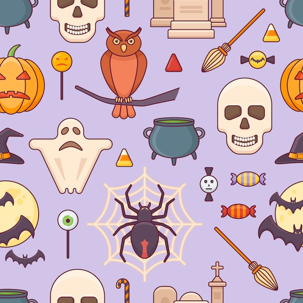 Seamless pattern with Halloween elements.