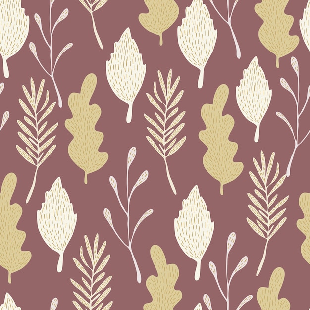 Seamless pattern with hand drawn autumn forest leaves